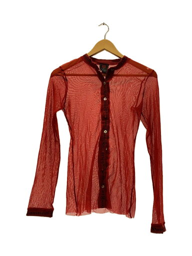 【中古】Jean Paul GAULTIER CLASSIQUE◆パワーネット/長袖シャツ/リブロゴ/40/--/RED【レディースウェア】 【中古】Jean Paul GAULTIER CLASSIQUE◆パワーネット/長袖シャツ/リブロゴ/40/--/RED【レディースウェア】