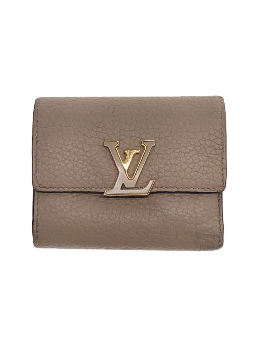 Clothing Accessories (Caps, Ties, Belts) - 【中古】LOUIS VUITTON◆ポルト・フォイユ・カプシーヌXS_トリヨン_BEG/牛革/BEG/レディース【服飾雑貨他】
