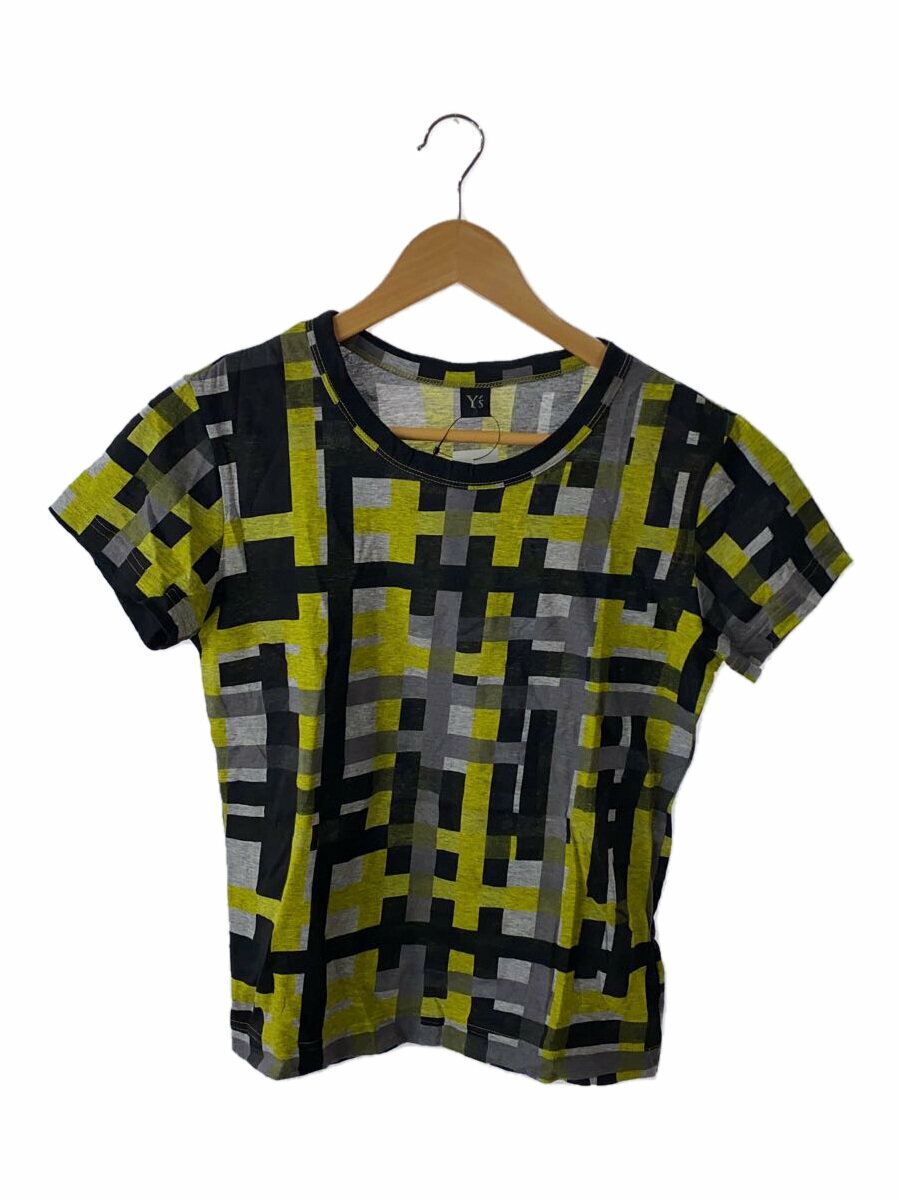 【中古】Y’s◆Tシャツ/2/コットン/イエロー/総柄/クルーネック/プルオーバー/ys-t88-0-078/日本製/【レディースウェア】