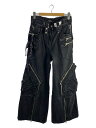 【中古】NO/FAITH STUDIOS◆GREEN BLACK USED CARGO/カーゴパンツ/M/コットン/ブラック【メンズウェア】