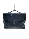 【中古】BOTTEGA VENETA◆イントレチャート/ブリーフケース/レザー/ブラック/113095【バッグ】