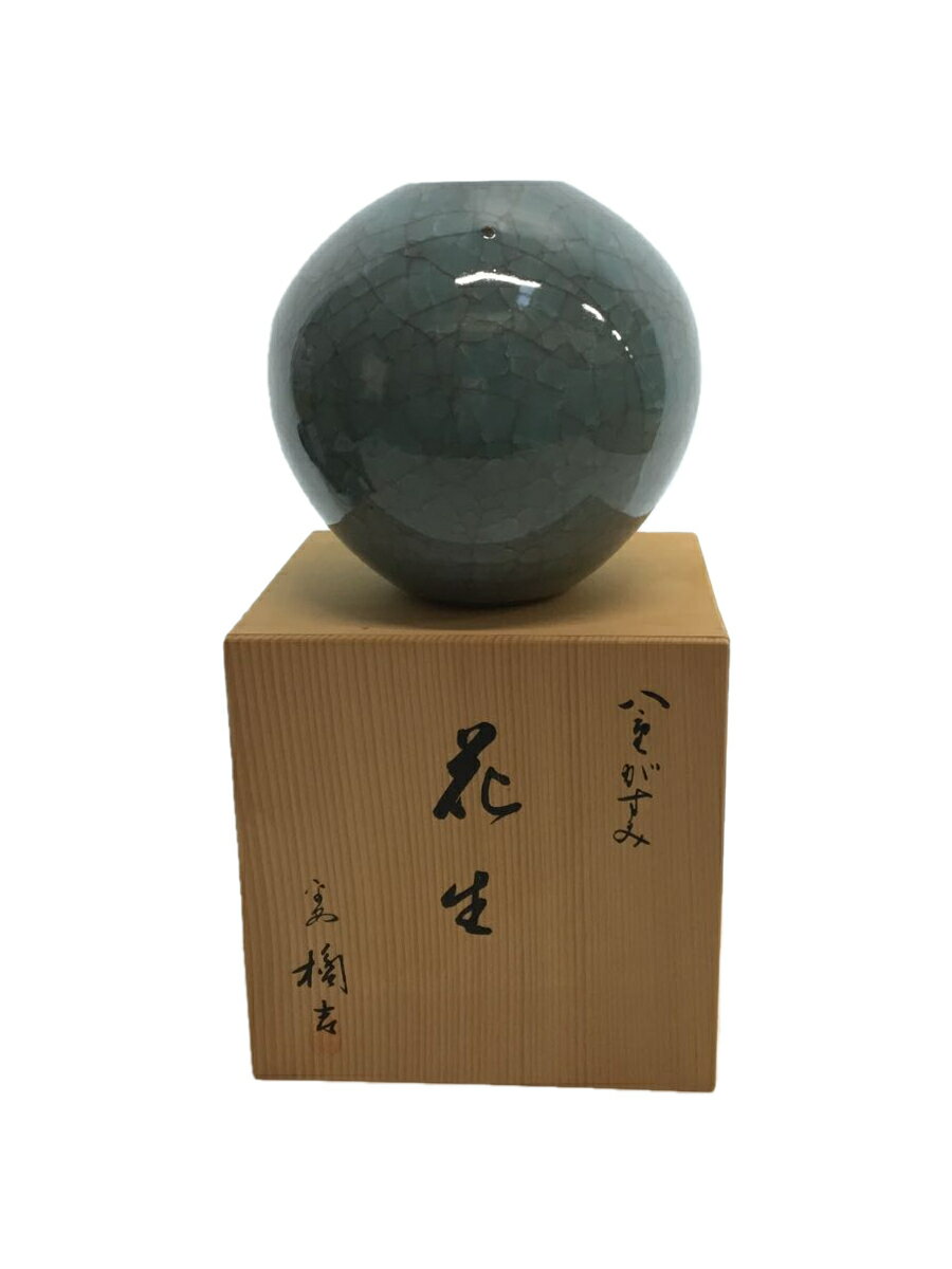 【中古】たち吉◆壷 花瓶/BLU/八重がすみ 花生/橘吉/桐箱入り【インテリア小物 日用雑貨】