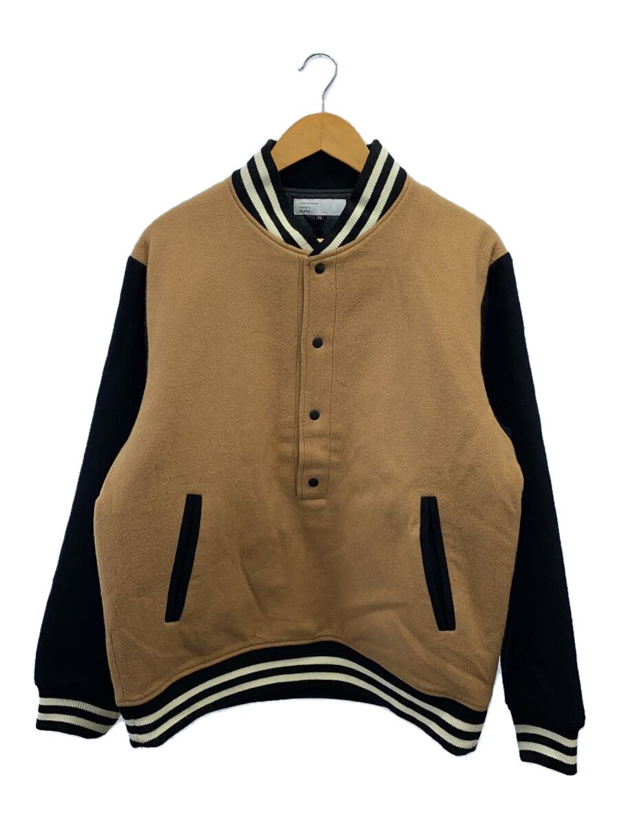 【中古】International Gallery BEAMS◆プルオーバースタジャン/M/ウール/キャメル/ブラック/ラインリブ/23-18-1456-262//【メンズウェア】