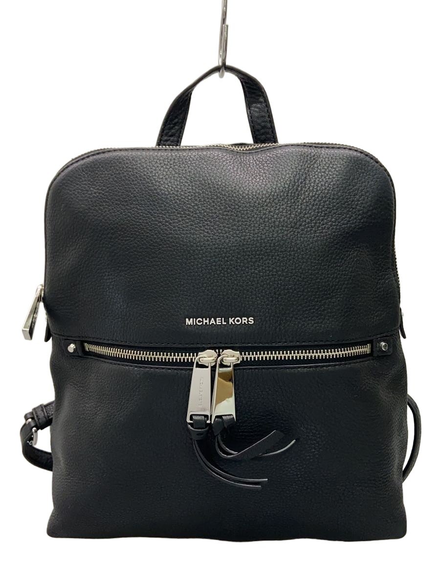 【中古】MICHAEL KORS◆リュック/レザー/BLK/30H6SEZB2L【バッグ】