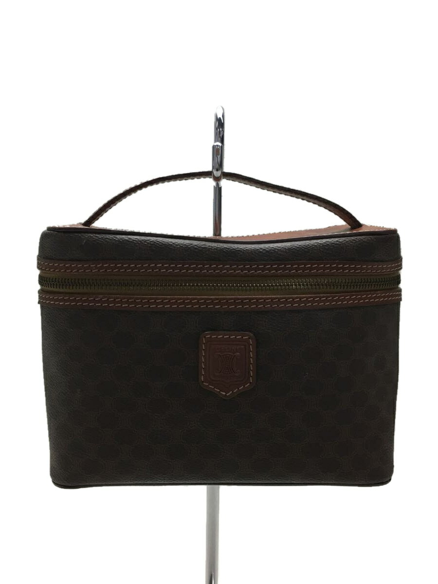【中古】CELINE◆ハンドバッグ/レザー/BRW/m94/マダカム柄/バニティバッグ/ポーチ/シミ汚れ【バッグ】