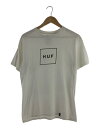 【中古】HUF◆Tシャツ/M/コットン/WHT/無地【メンズウェア】