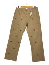 【中古】AVIREX◆POINT EMBROIDERY CHINO PANTS/ボトム/XL/コットン/BEG/総柄【メンズウェア】