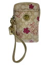 【中古】COACH◆ポーチ/レザー/BEG/花柄【バッグ】