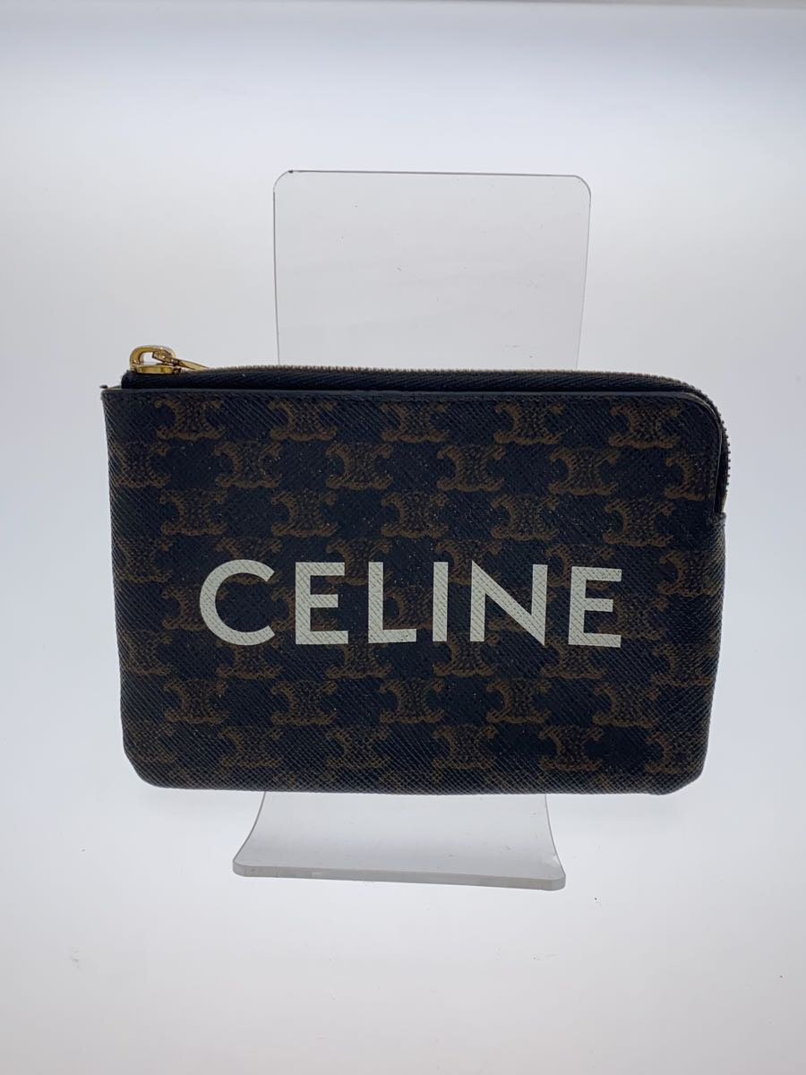 【中古】CELINE◆トリオンフ/ロゴポーチ/PVC/BRW/総柄【バッグ】