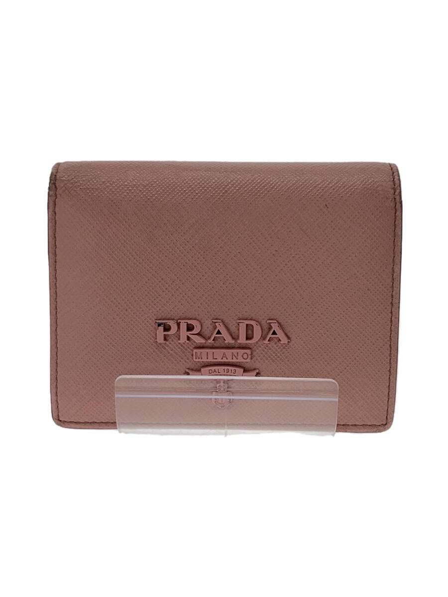 【中古】PRADA◆2つ折り財布/レザー/ピンク/レディース【服飾雑貨他】