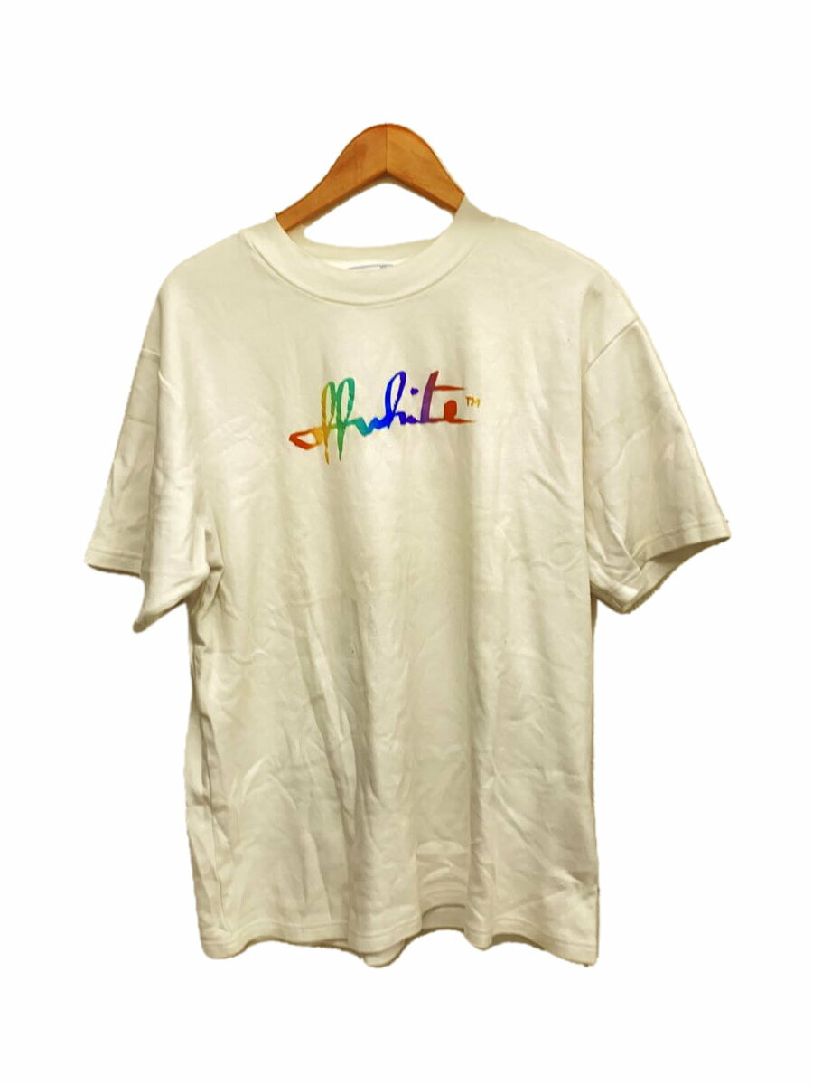 OFF-WHITE◆rainbow logo/Tシャツ/L/コットン/ホワイト/owaa072f20jer001