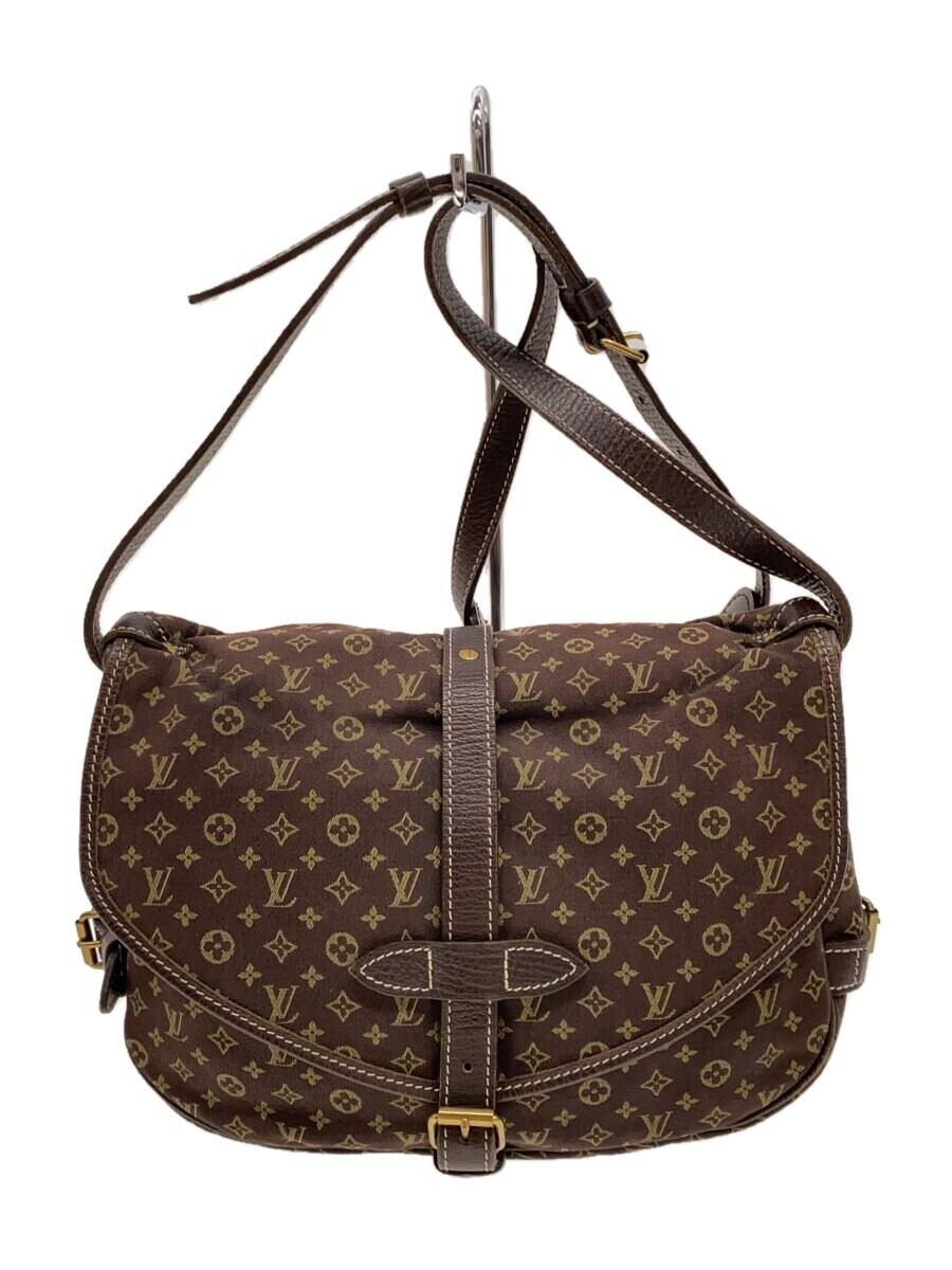 【中古】LOUIS VUITTON◆ソミュール30_モノグラム・ミニ・ラン_BRW/キャンバス/BRW【バッグ】