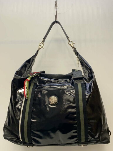 【中古】Orobianco◆ボストンバッグ/エナメル/BLK/無地【バッグ】 【中古】Orobianco◆ボストンバッグ/エナメル/BLK/無地【バッグ】