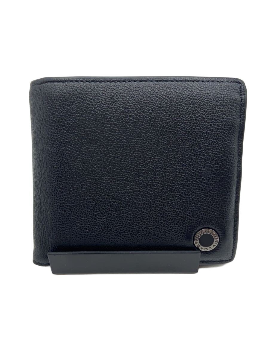【中古】BVLGARI◆2つ折り財布/レザー/BLK/無地/メンズ/291158【服飾雑貨他】