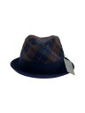 【中古】Borsalino◆ハット/7 1/2/ウール/NVY/チェック/メンズ【服飾雑貨他】
