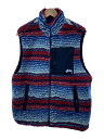 【中古】STUSSY◆フリースベスト/L/ポリエステル/マルチカラー/総柄//【メンズウェア】