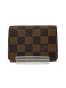 【中古】LOUIS VUITTON◆アンヴェロップ・カルト・ドゥ・ヴィジット_ダミエ・エベヌ_BRW/レザー/BRW/メンズ【服飾雑貨他】