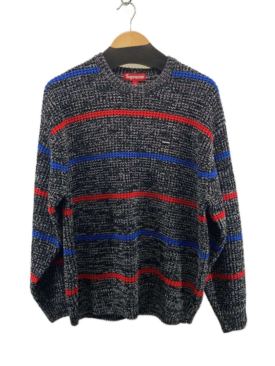 Supreme◆Waffle Small Box Sweter Stipe/ニット・セーター(厚手)/L/アクリル/GRY