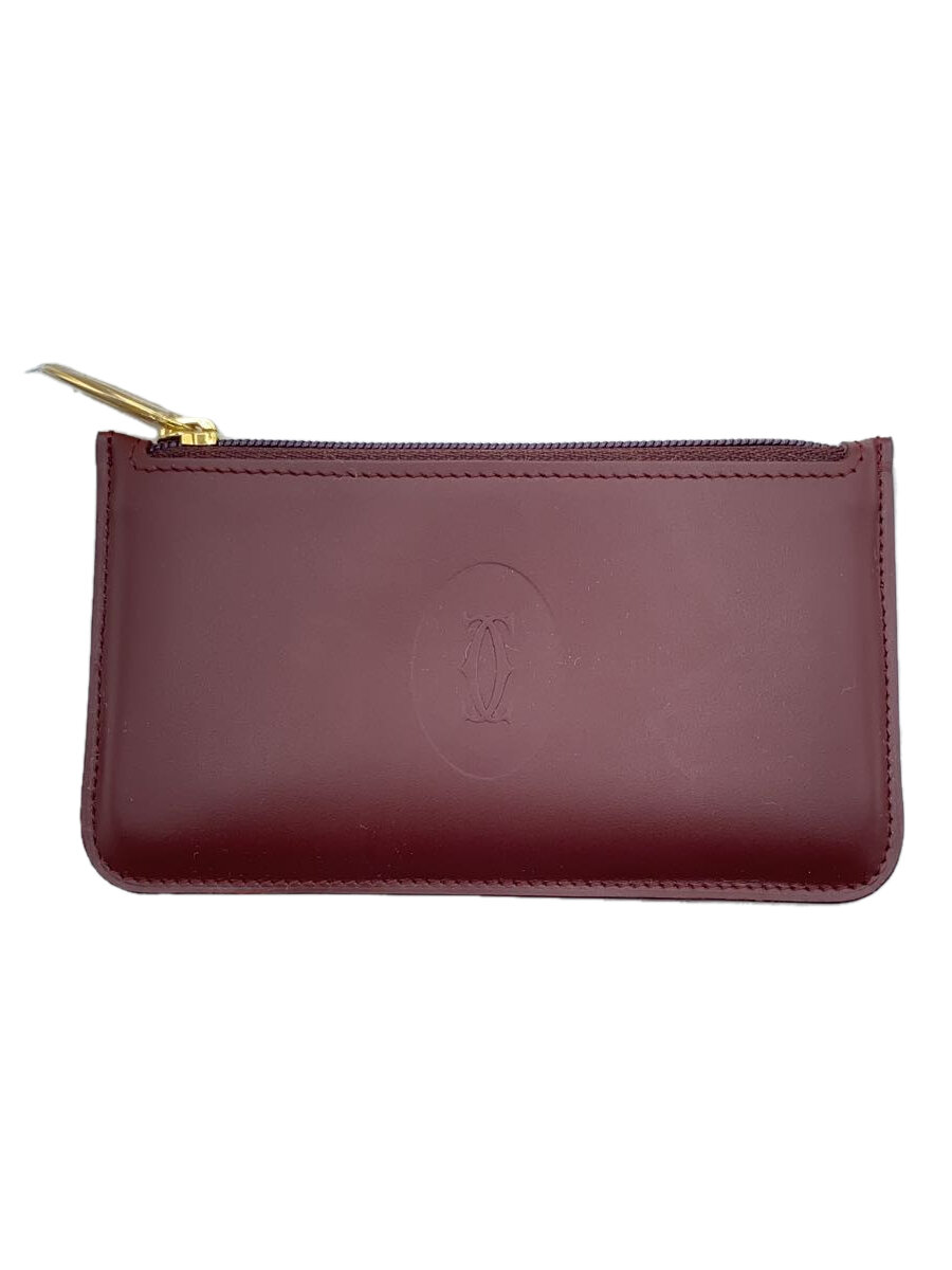 【中古】Cartier◆マストライン・キーチェーン付きコインケース/レザー/BRD/無地/レディース【服飾雑貨他】