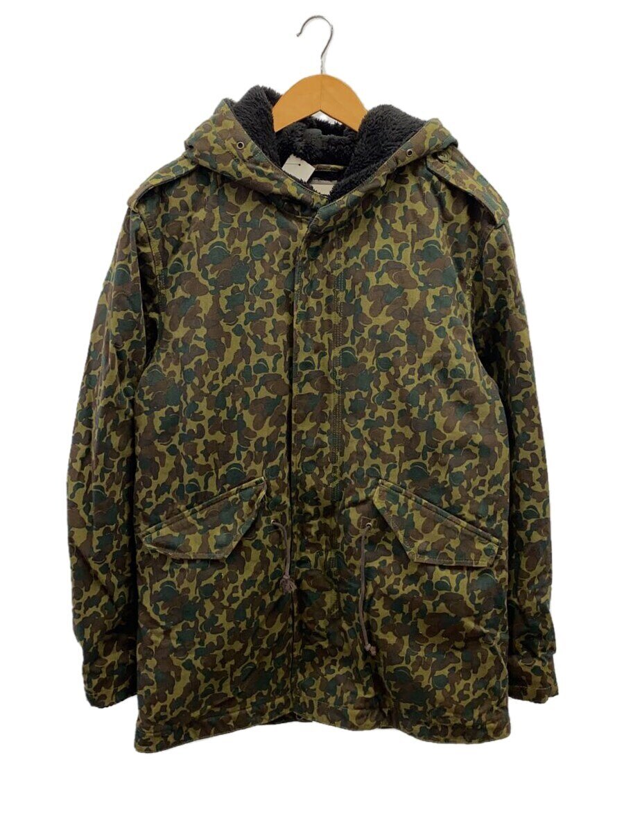 【中古】桃太郎ジーンズ◆袖口汚れ有/モッズコート/42/コットン/GRN/カモフラ【メンズウェア】
