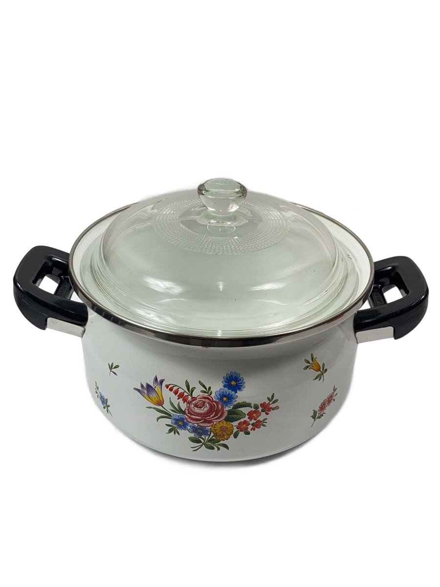 【中古】ZOJIRUSHI◆ファインホーロー/エデンローズ/鍋/2点セット/WHT/FAB-25A【キッチン用品】