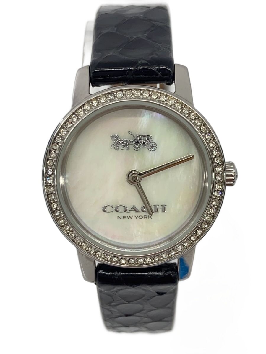 Other - 【中古】COACH◆クォーツ腕時計/アナログ/レザー/WHT/BLK【服飾雑貨他】