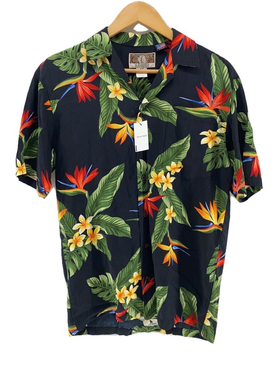 KALAHEO◆アロハシャツ/XS/レーヨン/BLK