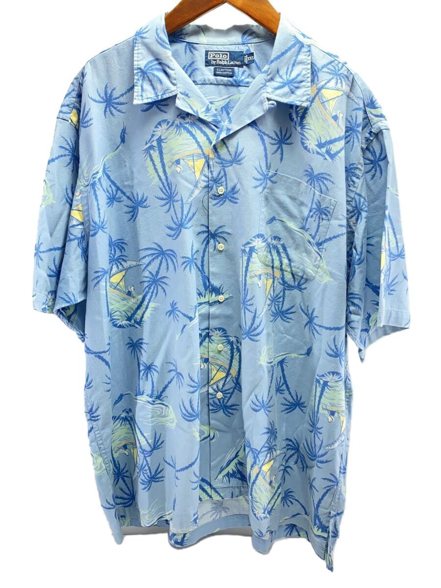 【中古】POLO RALPH LAUREN◆ポロラルフローレン/CLAYTON/アロハシャツ/XXL/コットン/ブルー/総柄【メンズウェア】
