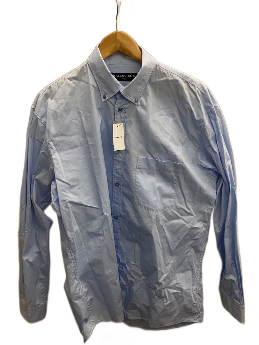 【中古】BALENCIAGA◆18SS/バックロゴ/オーバーシャツ/長袖シャツ/--/コットン/BLU/508465【メンズウェア】