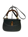 【中古】GUCCI◆/OLD/バンブー/ターンロックショルダーバッグ/レザー/BLK/無地/000.29.0633【バッグ】