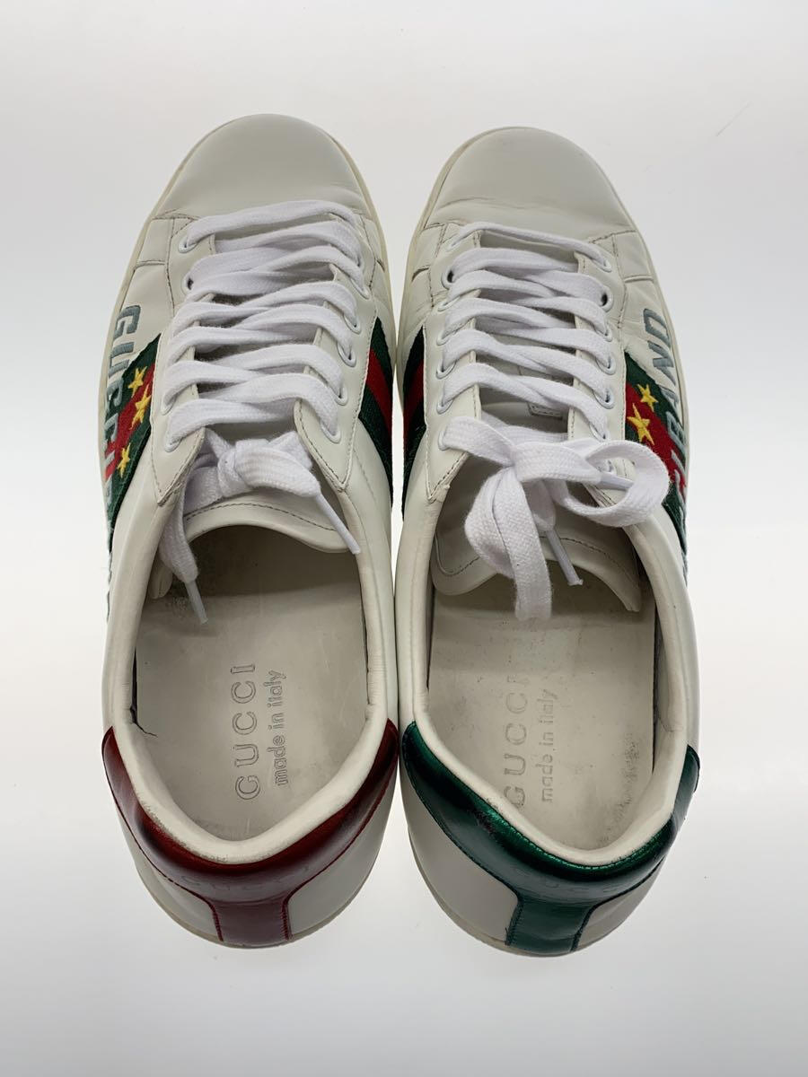 【中古】GUCCI◆ローカットスニーカー/US8/WHT/レザー/履きジワ有/中敷き汚れ有【シューズ】