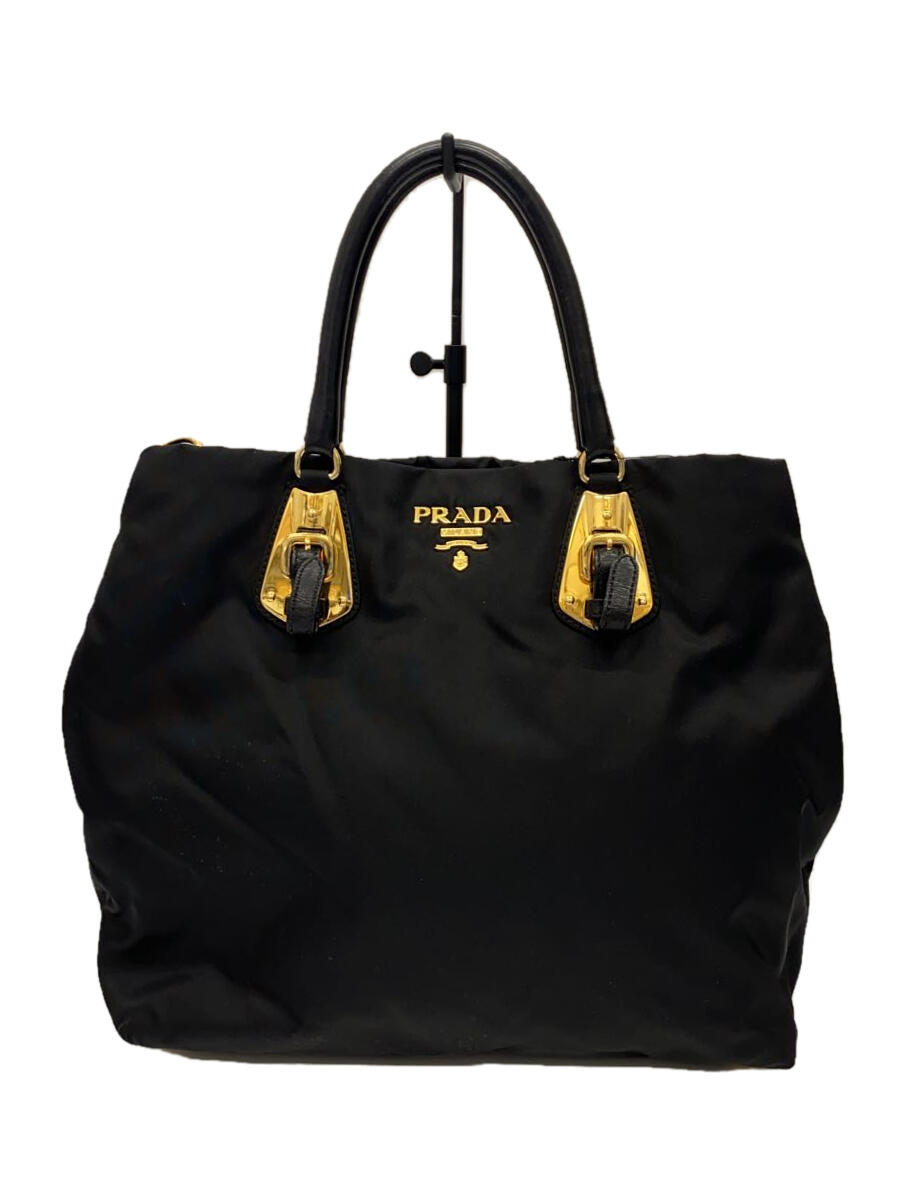 【中古】PRADA◆トートバッグ/ナイロン/BLK/ショルダー欠品【バッグ】