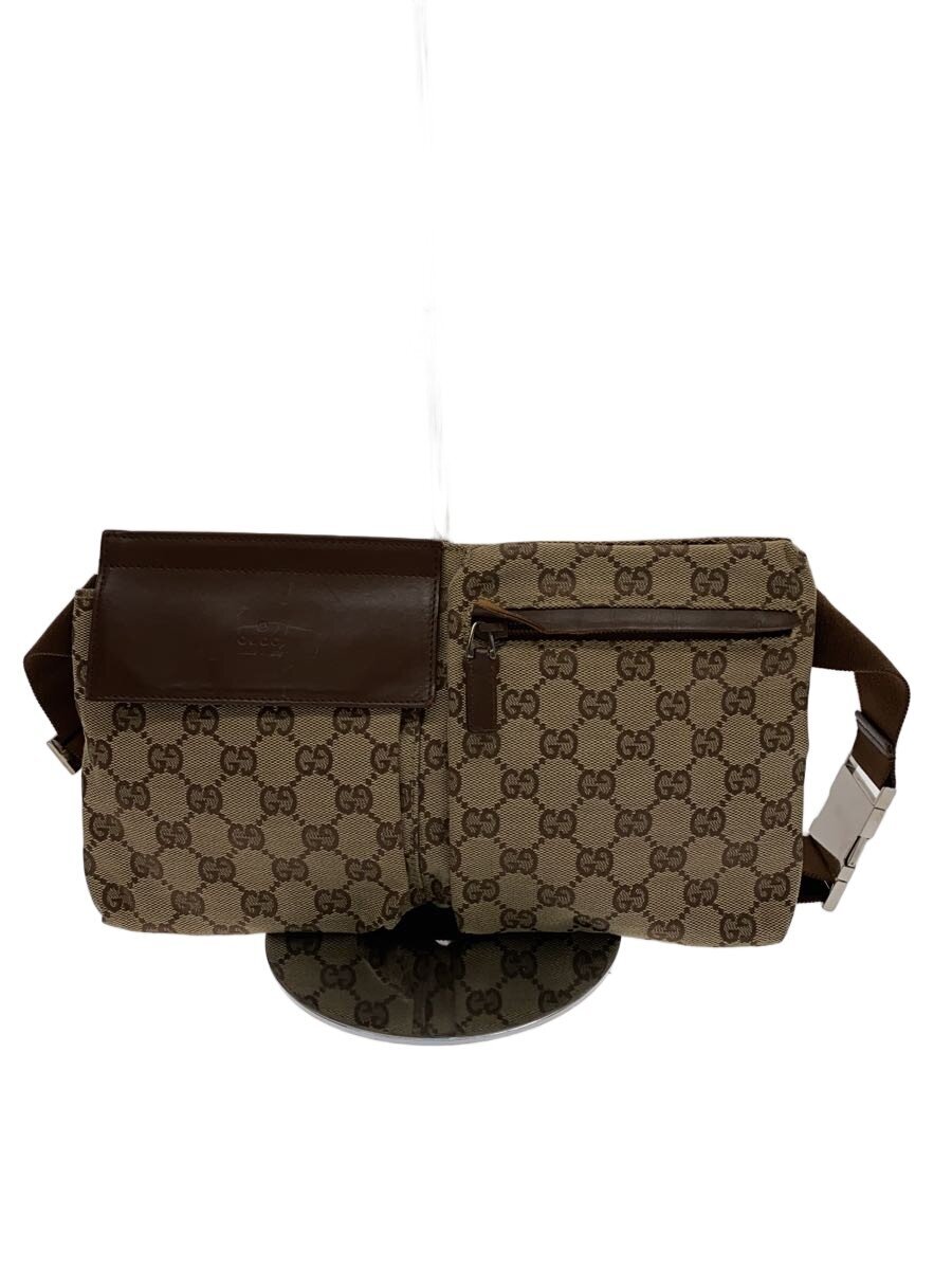 【中古】GUCCI◆ウエストバッグ_GGプラス/PVC/BRW【バッグ】