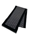 【中古】GUCCI◆マフラー/ウール/GRY/総柄/メンズ【服飾雑貨他】