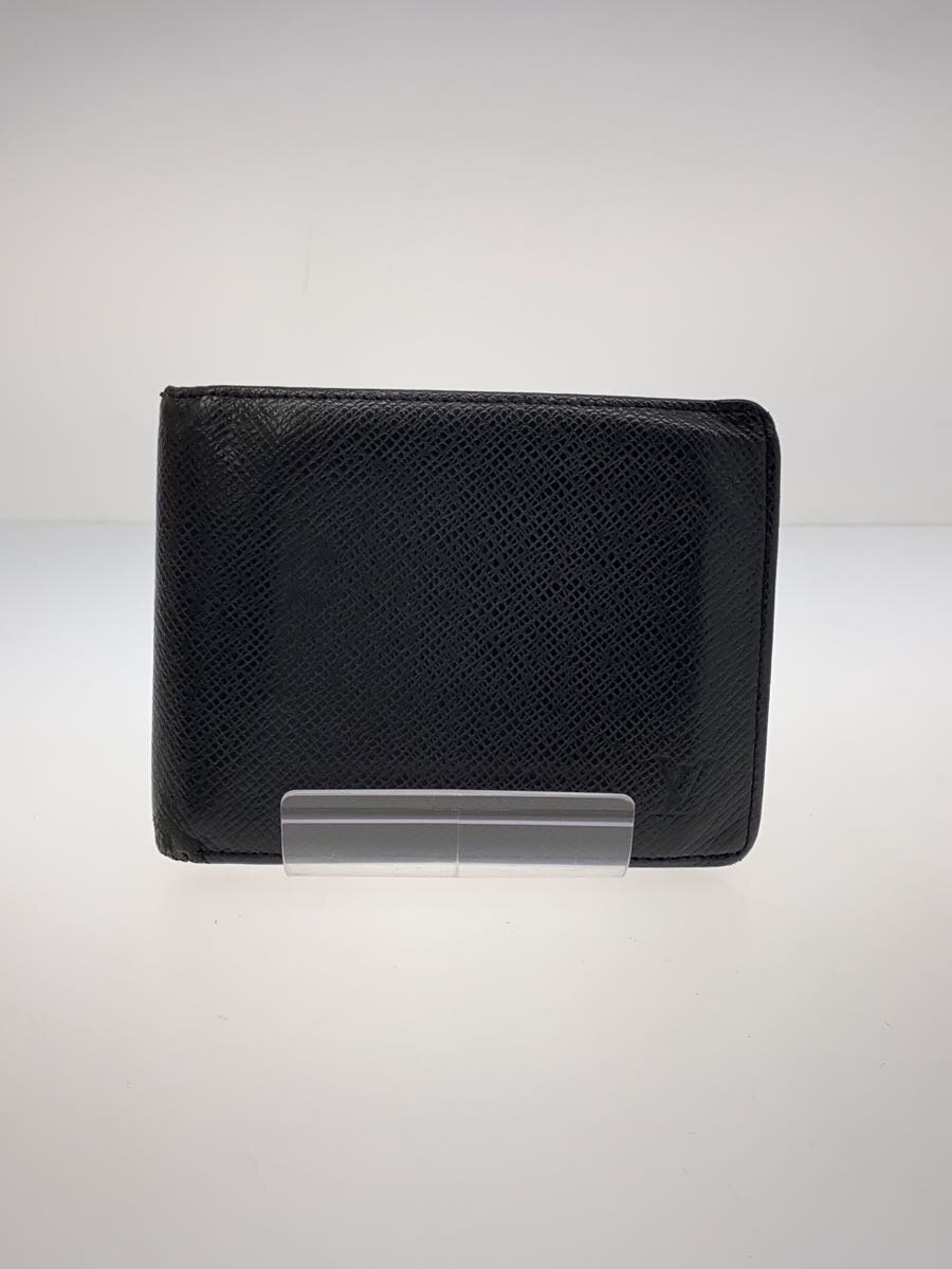 【中古】LOUIS VUITTON◆ポルト・フォイユ・フロリン_タイガ_BLK/レザー/BLK/メンズ/M31112【服飾雑貨他】