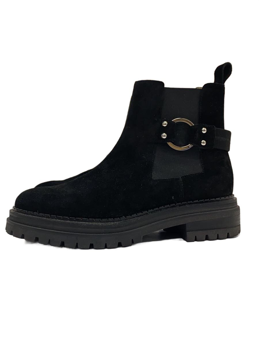 sergio rossi◆motor bootie 015 royal nero/サイドゴアブーツ/38/BLK/スウェード
