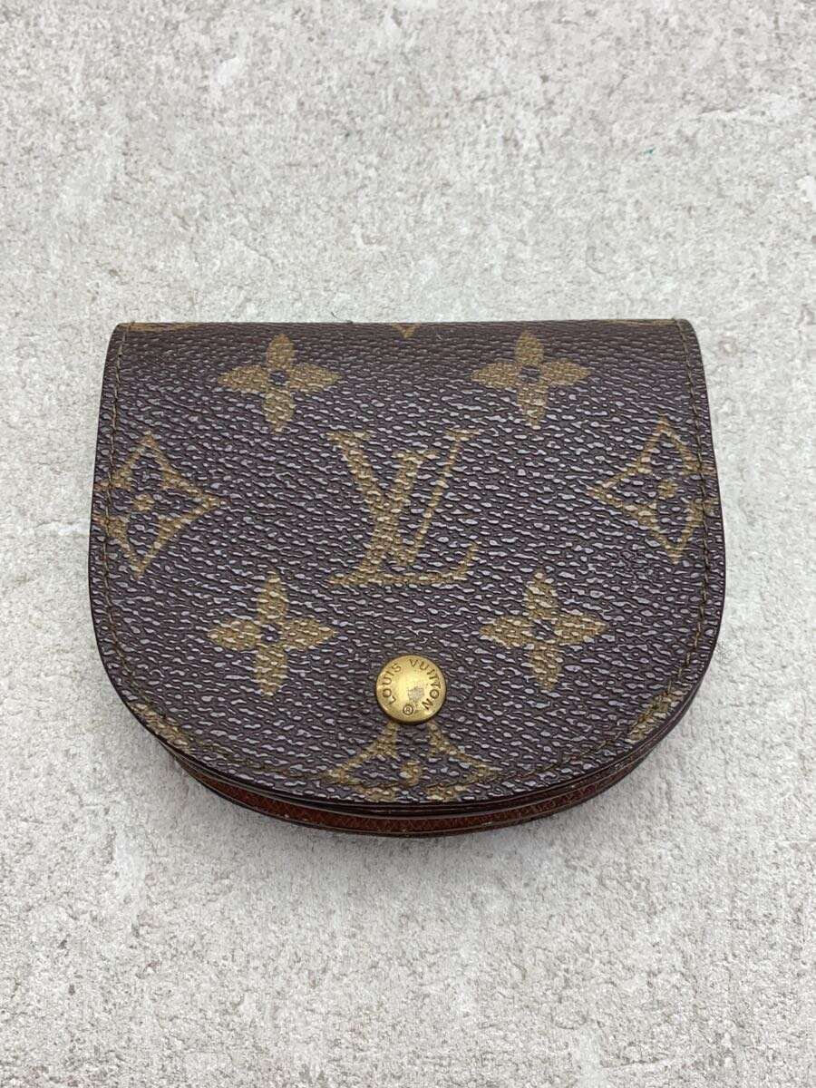 【中古】LOUIS VUITTON◆ポルト・モネ・グゼ_モノグラム・キャンバス_BRW/PVC/BRW/総柄/メンズ【服飾雑貨他】