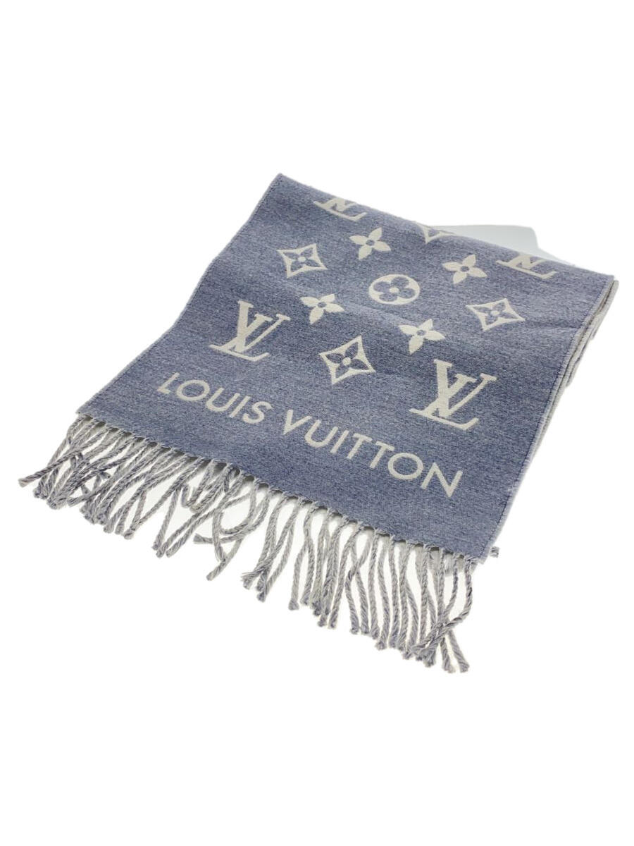 【中古】LOUIS VUITTON◆マフラー/ウール/GRY/モノグラム/180×34/M79226【服飾雑貨他】