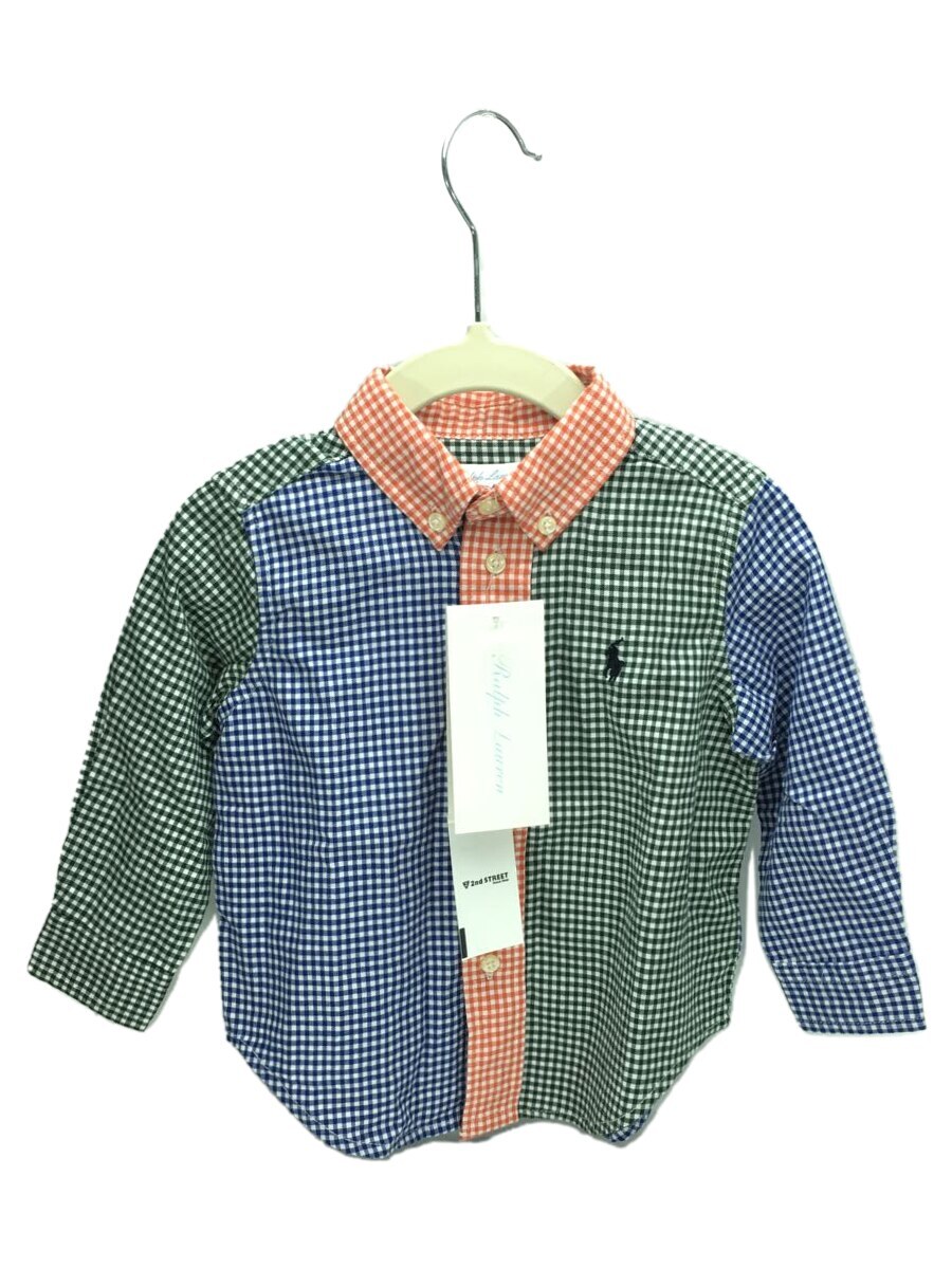 【中古】POLO RALPH LAUREN◆長袖シャツ/80cm/コットン/マルチカラー/チェック【キッズ】