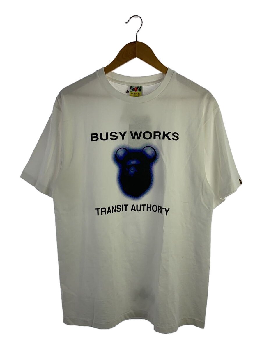 A BATHING APE◆BUSY WORKS TEEXL/コットン/WHT/プリント