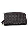 【中古】BOTTEGA VENETA◆長財布/レザー/BRW/無地/メンズ【服飾雑貨他】