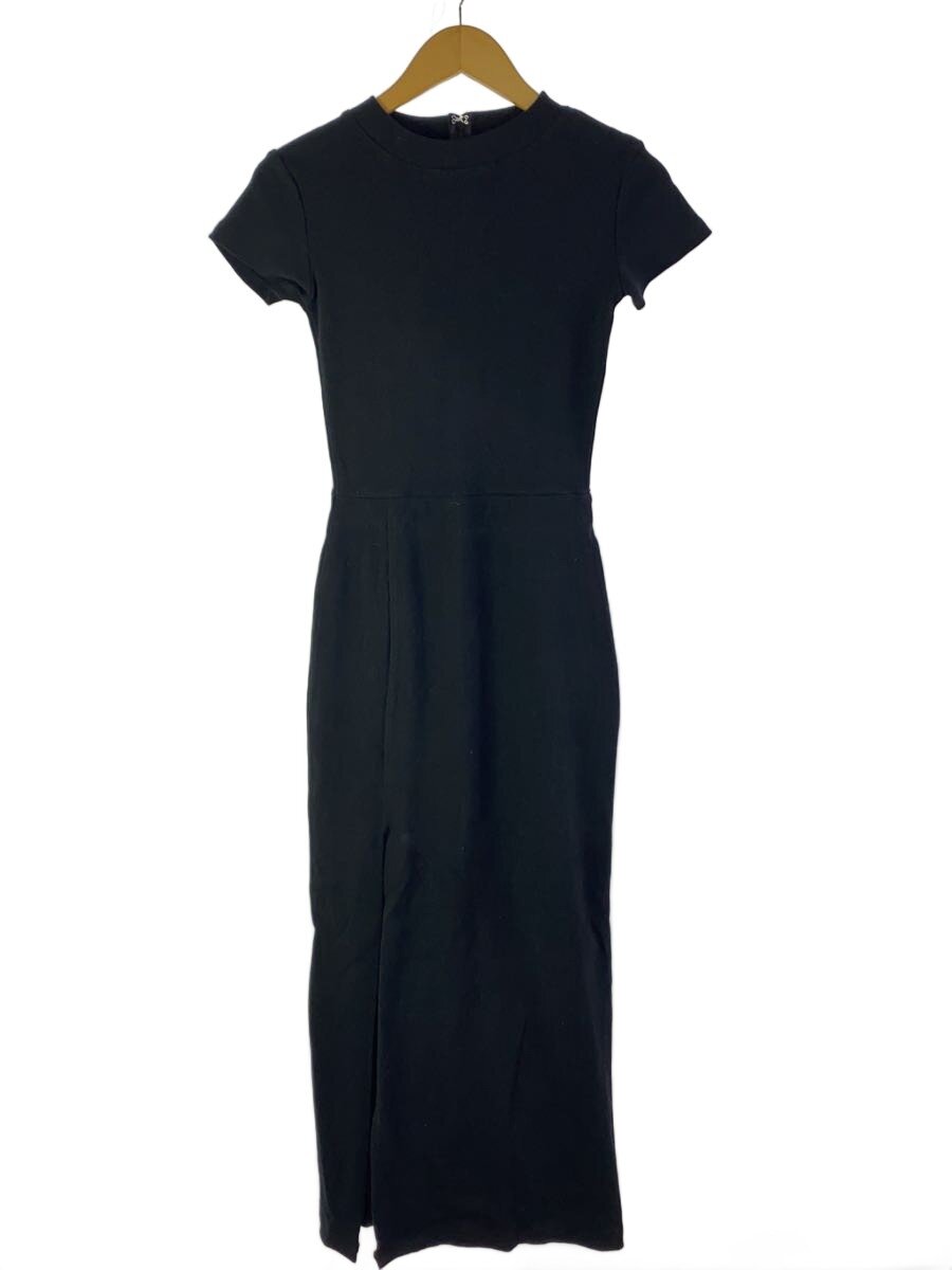 【中古】Darich◆半袖ワンピース/FREE/コットン/BLK/無地/112134002/スリットリブロングワンピース【レディースウェア】