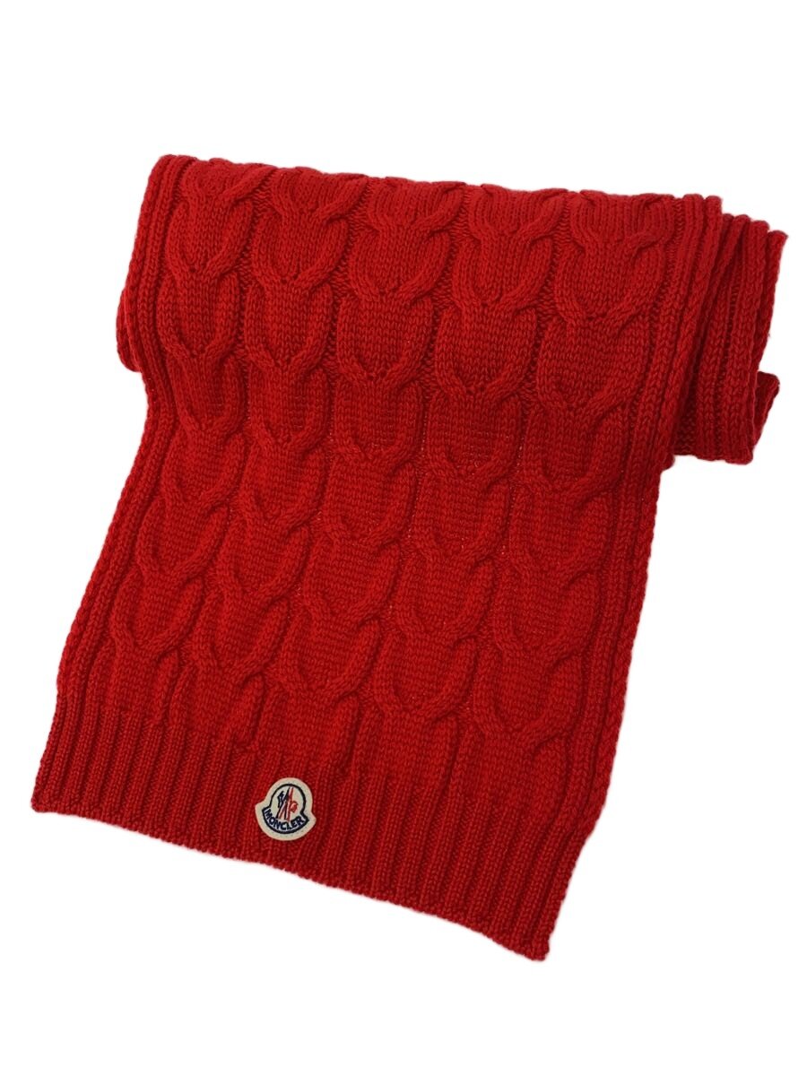 【中古】MONCLER◆マフラー/ウール/RED/無地/レディース/F29543C70020【服飾雑貨他】