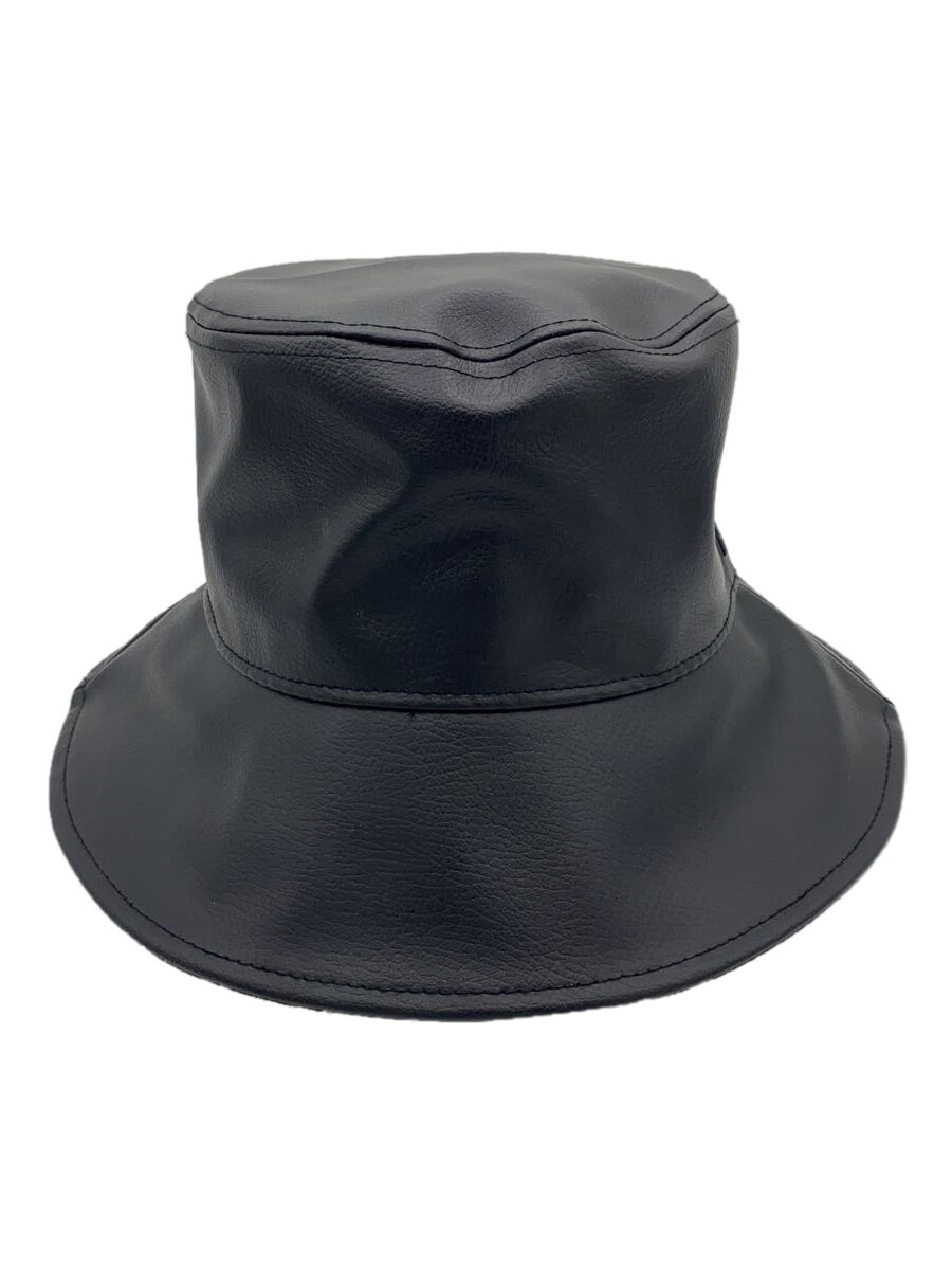 【中古】NEW ERA◆×HEREIAM/バケットハット/M/フェイクレザー/BLK/無地/レディース【服飾雑貨他】