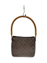 【中古】LOUIS VUITTON◆ルーピングMM_モノグラム・キャンバス_BRW/PVC/BRW【バッグ】