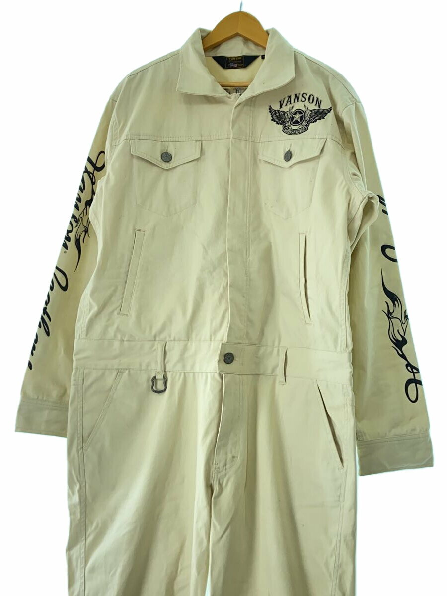 【中古】VANSON◆オールインワン/XL/コットン/IVO【メンズウェア】