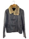 【中古】BOTTEGA VENETA◆06AW/アーカイブ/ムートン/フォックスファー/ベルトフロント/クラック加工/レザージャケット/50【メンズウェア】