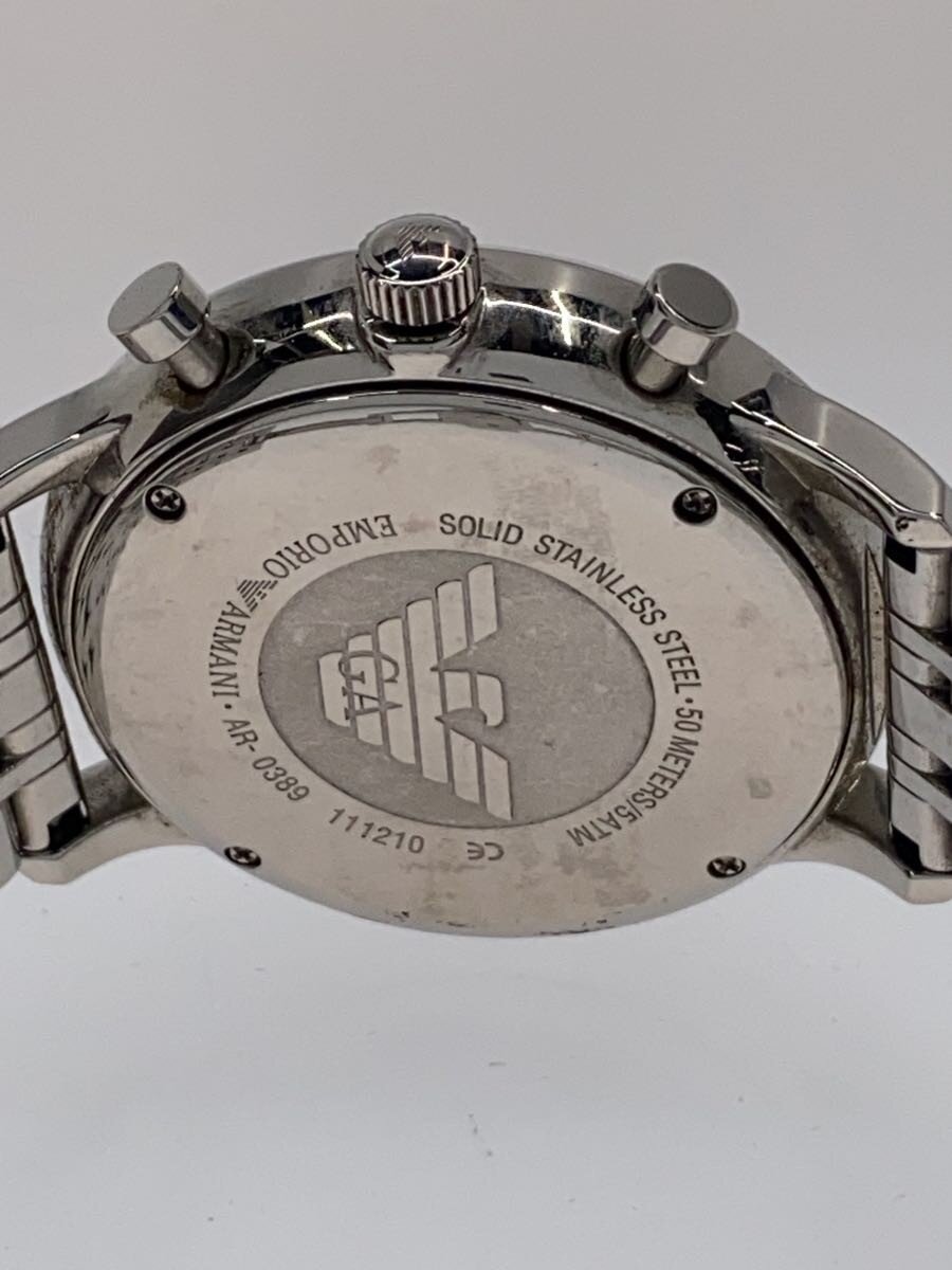 【中古】EMPORIO ARMANI◆クォーツ腕時計/アナログ/ステンレス/BLK/SLV/ーー/AR-038...