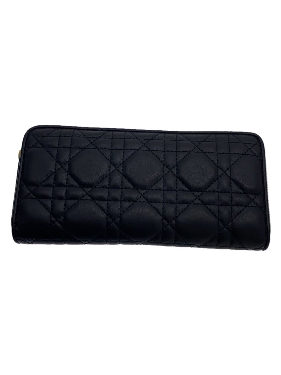 【中古】Christian Dior◆LADY DIOR VOYAGEUR/カナージュ/長財布/羊革/BLK/レディース/43-MA-0292【服飾雑貨他】