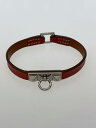【中古】HERMES◆リヴァル/ブレスレット/レザー/オレンジ/シルバー/レディース【服飾雑貨他】